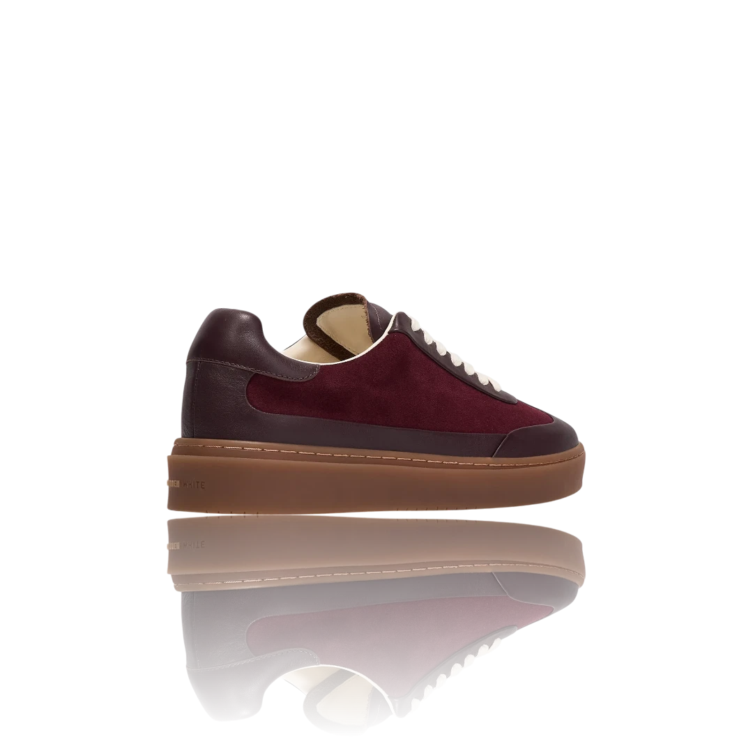 Burgundy Bordeaux Leather-Trimmed Suede Sneakers