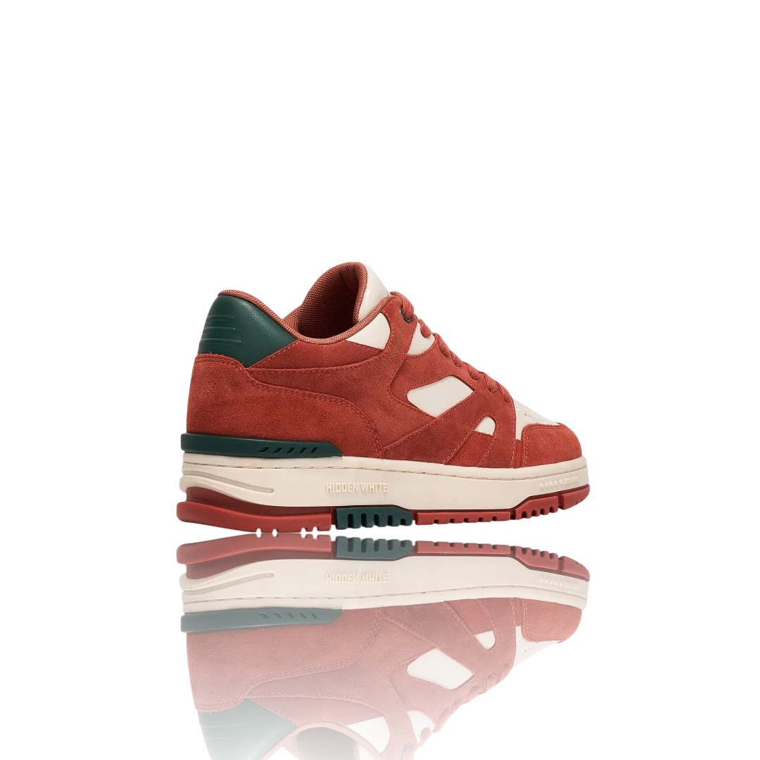 Ivory Burnt Orange Forest Green Suede-Trimmed Leather Sneakers