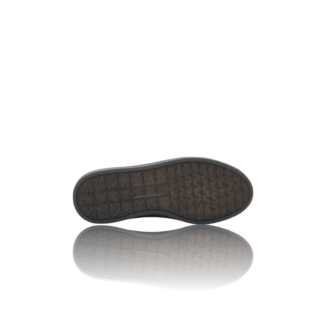 Black Racing Green Charcoal Suede-Trimmed Leather Sneakers