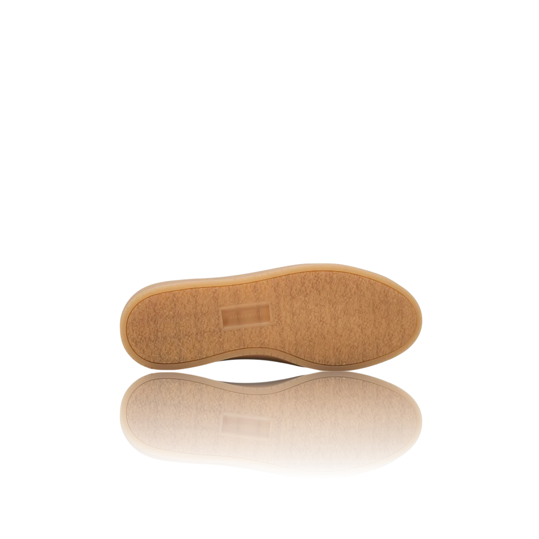 Pale Blue Burgundy White Leather-Trimmed Suede Sneakers