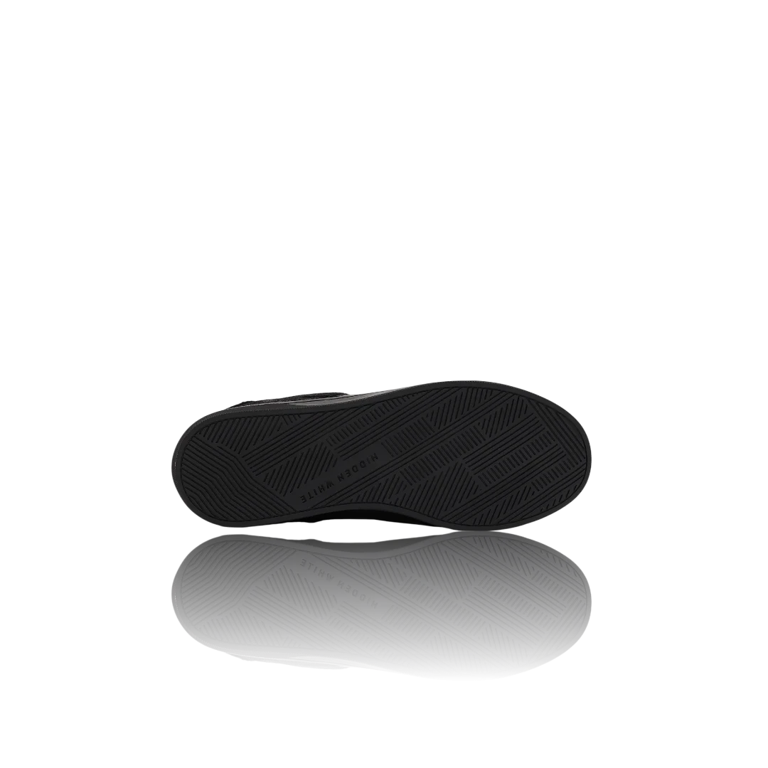 Black Suede and Crackle Leather-Trimmed Leather Sneakers