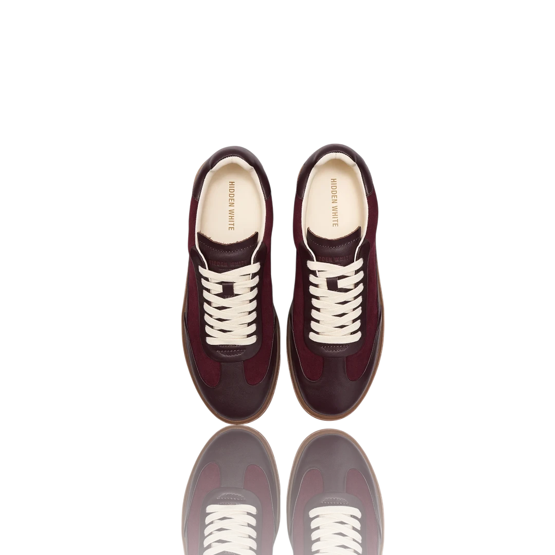 Burgundy Bordeaux Leather-Trimmed Suede Sneakers
