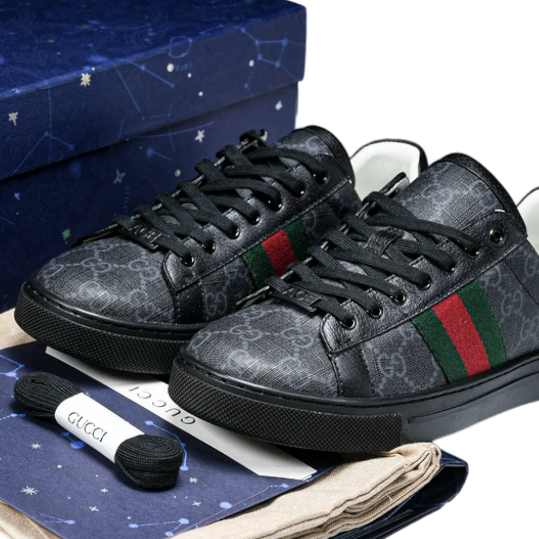 (CLEARANCE) Guссi Ace Web Monogram 'Black'