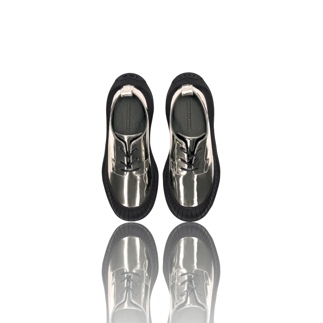 Gunmetal Patent-Leather Oxford Shoes