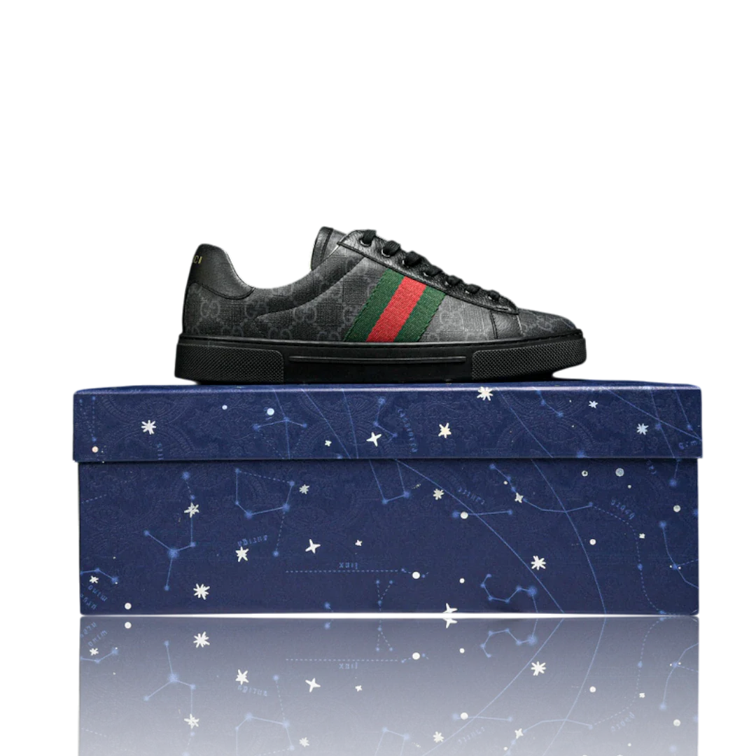 (CLEARANCE) Guссi Ace Web Monogram 'Black'