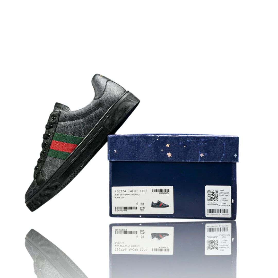 (CLEARANCE) Guссi Ace Web Monogram 'Black'